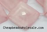 CRQ108 15.5 inches 30*30mm faceted diamond natural rose quartz beads