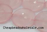 CRQ111 15.5 inches 30mm faceted coin natural rose quartz beads