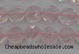 CRQ136 15.5 inches 8mm faceted coin natural rose quartz beads