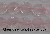 CRQ137 15.5 inches 10mm faceted coin natural rose quartz beads