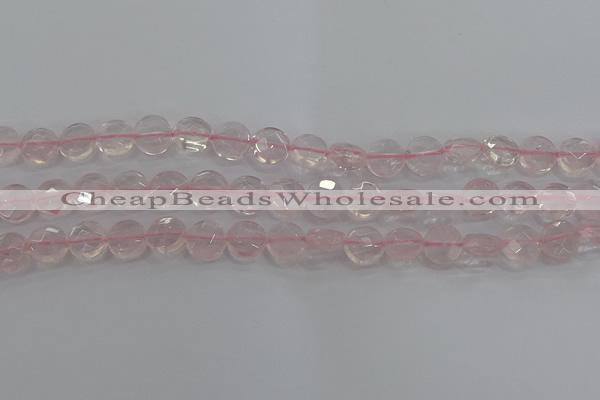 CRQ137 15.5 inches 10mm faceted coin natural rose quartz beads