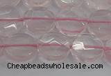 CRQ138 15.5 inches 12mm faceted coin natural rose quartz beads