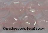 CRQ139 15.5 inches 15mm faceted coin natural rose quartz beads