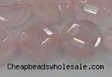 CRQ140 15.5 inches 18mm faceted coin natural rose quartz beads