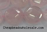 CRQ141 15.5 inches 20mm faceted coin natural rose quartz beads