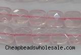 CRQ153 15.5 inches 8mm faceted square natural rose quartz beads