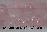 CRQ155 15.5 inches 12mm faceted square natural rose quartz beads