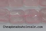 CRQ156 15.5 inches 15mm faceted square natural rose quartz beads