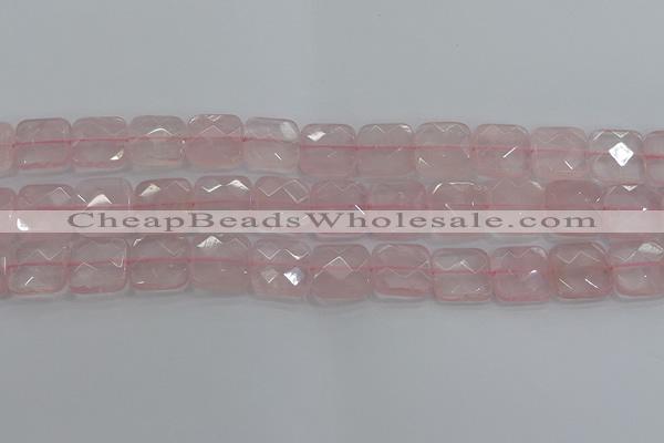 CRQ156 15.5 inches 15mm faceted square natural rose quartz beads