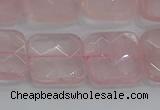 CRQ157 15.5 inches 18mm faceted square natural rose quartz beads