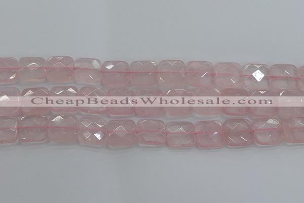 CRQ157 15.5 inches 18mm faceted square natural rose quartz beads