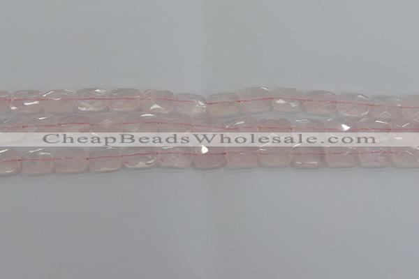 CRQ163 15.5 inches 8*10mm faceted rectangle natural rose quartz beads