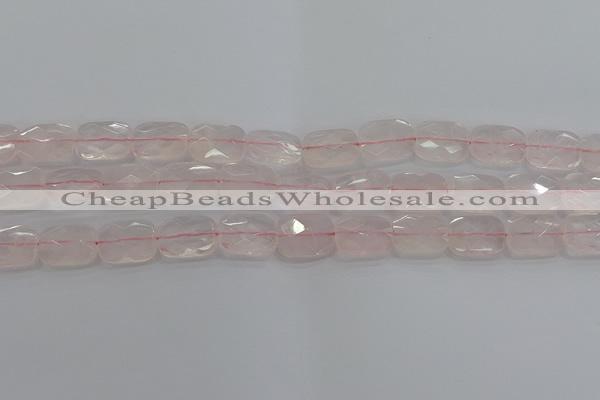 CRQ165 15.5 inches 12*16mm faceted rectangle natural rose quartz beads