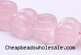 CRQ19 12*12mm dumbbell-shaped natural rose quartz bead Wholesale