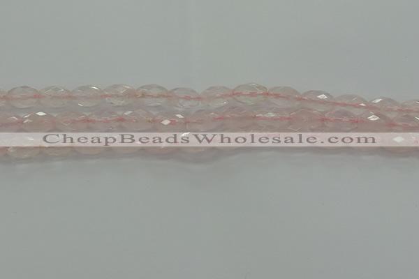 CRQ192 15.5 inches 8*12mm faceted rice natural rose quartz beads