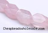 CRQ20 faceted brick shape natural rose quartz beads Wholesale