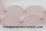 CRQ234 15.5 inches 13*20mm oval rose quartz beads wholesale