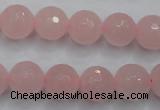 CRQ266 15.5 inches 12mm faceted round rose quartz beads