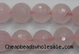 CRQ268 15.5 inches 14mm faceted round rose quartz beads