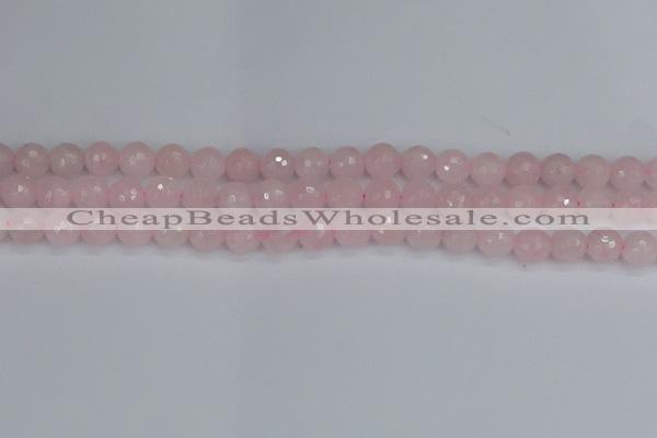 CRQ282 15.5 inches 8mm faceted round rose quartz beads wholesale