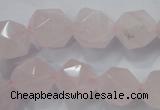 CRQ304 15 inches 14mm faceted nuggets rose quartz beads