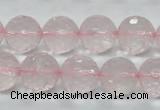 CRQ33 15.5 inches 14mm faceted round natural rose quartz beads