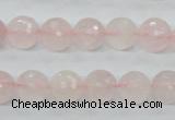 CRQ34 15.5 inches 10mm faceted round natural rose quartz beads