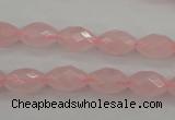 CRQ351 15.5 inches 8*12mm faceted rice rose quartz beads