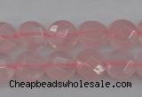 CRQ360 15.5 inches 8mm faceted coin rose quartz beads wholesale