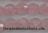 CRQ361 15.5 inches 10mm faceted coin rose quartz beads wholesale