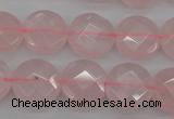 CRQ362 15.5 inches 15mm faceted coin rose quartz beads wholesale