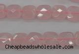 CRQ366 15.5 inches 10*10mm faceted square rose quartz beads