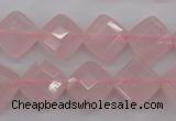 CRQ370 15.5 inches 12*12mm faceted diamond rose quartz beads