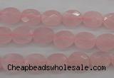 CRQ372 15.5 inches 8*10mm faceted oval rose quartz beads wholesale