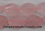 CRQ375 15.5 inches 15*20mm faceted & twisted oval rose quartz beads