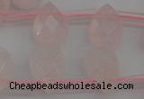 CRQ378 15.5 inches 8*12mm faceted briolette rose quartz beads