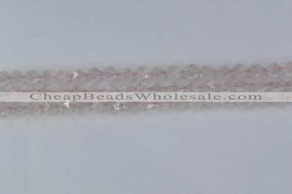 CRQ401 15.5 inches 6mm faceted nuggets rose quartz beads