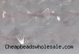 CRQ403 15.5 inches 10mm faceted nuggets rose quartz beads