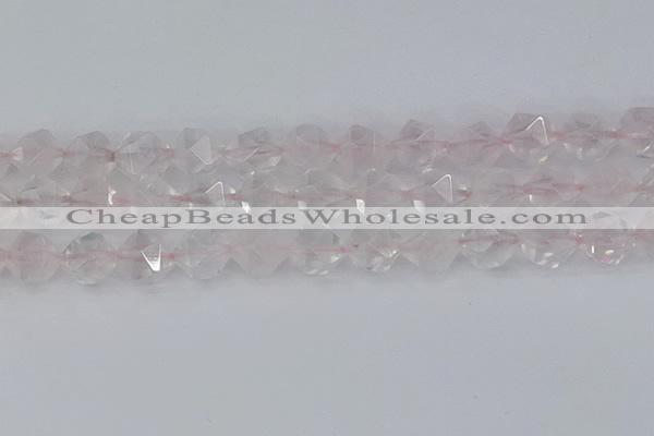 CRQ404 15.5 inches 12mm faceted nuggets rose quartz beads