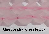 CRQ409 15.5 inches 12mm faceted nuggets matte rose quartz beads