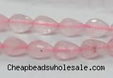 CRQ42 15.5 inches 8*12mm faceted teardrop natural rose quartz beads