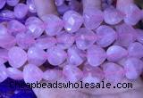 CRQ435 15.5 inches 16*16mm faceted heart rose quartz beads wholesale