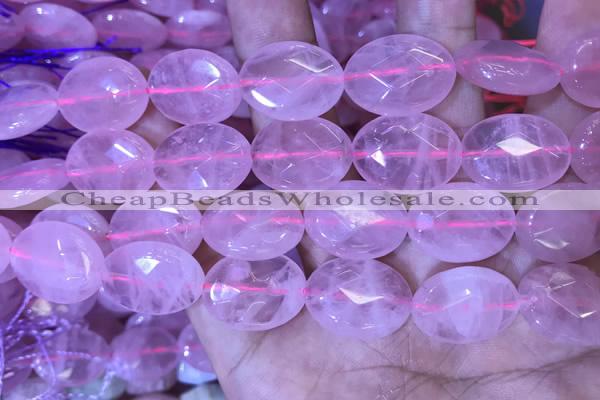 CRQ437 15.5 inches 15*20mm faceted oval rose quartz beads wholesale