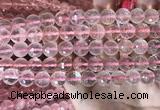 CRQ446 15.5 inches 10mm faceted round rose quartz beads