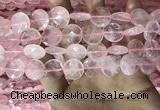 CRQ553 15.5 inches 14mm faceted coin rose quartz beads wholesale