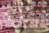 CRQ559 Top drilled 8*12mm faceted briolette rose quartz beads