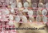 CRQ562 Top drilled 12*16mm faceted briolette rose quartz beads