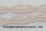 CRQ58 15.5 inches rice 10*30mm natural rose quartz beads wholesale