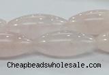 CRQ59 15.5 inches 12*30mm rice natural rose quartz beads wholesale