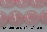 CRQ601 15.5 inches 12mm flat round rose quartz beads wholesale